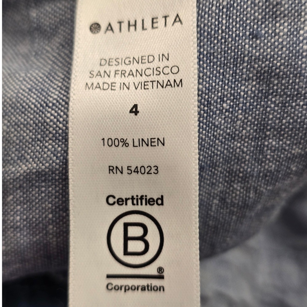 Athleta Cabo Linen Jogger Pants Women's Size 4 Blue Chambray Coastal Grandmacore - Picture 6 of 6
